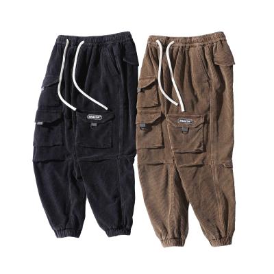 China Custom 100% Custom Logo Hop Corduroy Jogger Casual Elastic Waist Hip High Quality Cotton QUICK DRY Cargo Pants Pants For Men for sale