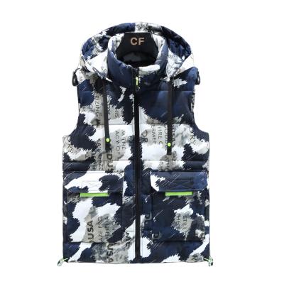 China Anti-Wrinkle Down Cotton Autumn And Winter Camouflage Thickened Double Side Warm Men's Big Waistcoat Youth Waistcoat Vests for sale