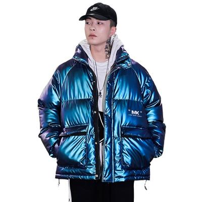 China Custom Made OEM Logo High Quality Shiny Winter Anti-wrinkle Warm Coat Padded Bubble Stripper Duck Down Jacket For Men for sale