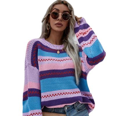 China Wholesale 2021 Anti-wrinkle fashion spring knitted multi-color rendering printed high quality women's pullover knitting custom made for sale