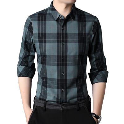 China Anti-pilling Plaid Shirts Polyester Long Sleeve Viscose And Cotton Casual Shirt For Man for sale