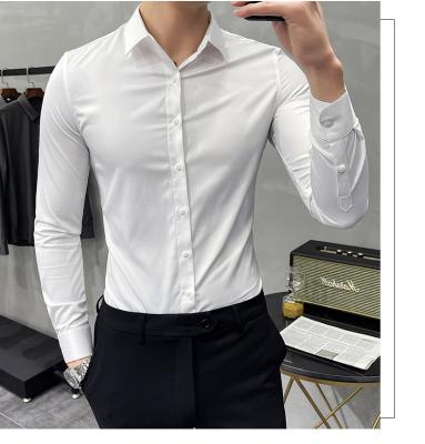 China New Breathable Fashion Autumn Solid Color Long Sleeve Dress Men Clothes Shirts For Men Slim for sale