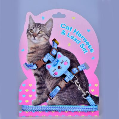 China High Quality Cat Accessories Adjustable Cute Cat Custom Nylon Harness and Leash with Bear for sale