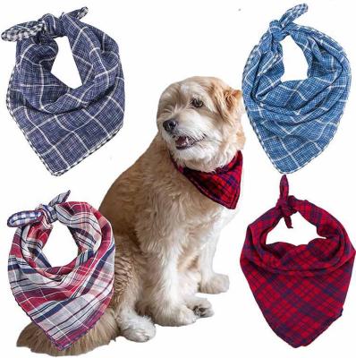 China Viable Dog Bandana Scarves For Small Medium Large Puppy Dogs Triangle Bibs Scarf Plaid Reversible Pets Bandanas for sale