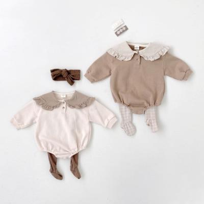 China Casual Korean version Autumn Newborn Baby Rompers Lapels hit color baby clothes baby romper for sale