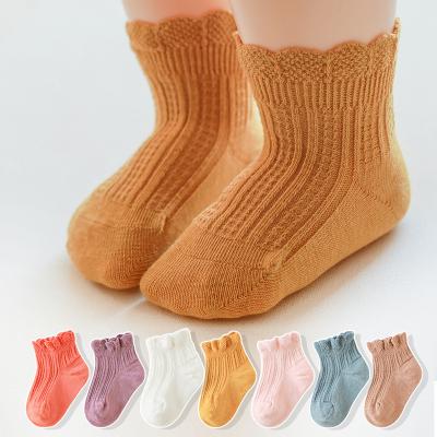 China High Quality Breathable Mesh Girls Socks Ruffle Socks Baby Kids White Socks for sale