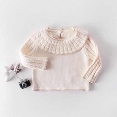 China IDS Anti-pilling Long Sleeve Cardigan Tops Infant Baby Clothes Toddler Girls Ruffle Collar Rib Oversized Shaker Knit Sweater for sale