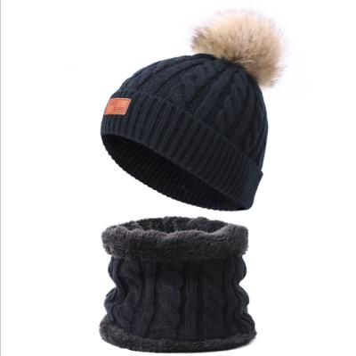 China Plush 2 Pcs New Autumn Winter Pompom Baby Hats Baby Bucket Hat Knit Hat For Baby for sale