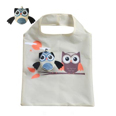 China Cute Animal Collapsible Grocery Totes RPET Customer Handled Shopping Bags Eco - Friendly Bags For Shopping Hiking Travel for sale