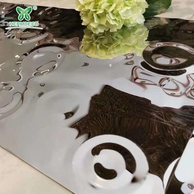 China SS201/304/316/430 factory 201 304 water ripple steel sheet stainless steel color stamped decorative panels for wall decoration for sale