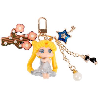 China Fashion Dropshipping Girl Heart Sailor Moon Key Chain Cartoon Car School Bag Key Pendant Couple Doll Key Chain Accessories for sale