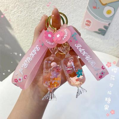 China Fashion Dropshipping Angel Ice Cream Unicorn Keychain Floating Crystal Animal Moving Liquid Quicksand Keyring For Women Bag Pendant Gift for sale