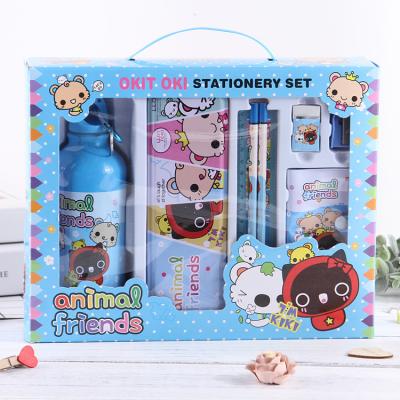 China Set of kids student cartoon water bottle stationery set gift box dropshipping for sale