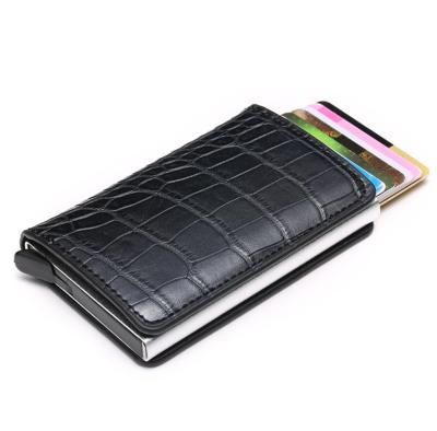 China 2021 Men's And Women's Business ID Credit Card Holder Luxury Leather Note Wallet PU Card Wallet Card Holder Vintage Aluminum Box RFID for sale