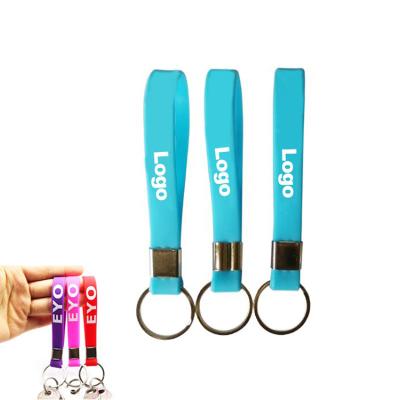 China Wholesale Durable Silicone Cheap Custom Logo Wristband Chain Bracelet Keychain for sale