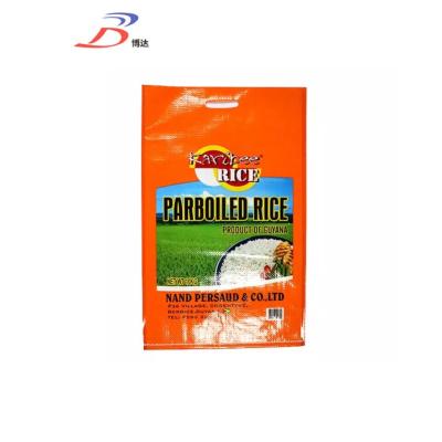 China Outdoor Gravure Printing Moistureproof Handling And Patch Handle Sealing&Handle PP Woven Rice Bag 1kg 2kg 5kg for sale