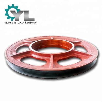 China Steel Pulley Wheel Cast Mining Conveyor Pulley Wheel Industrial Guide Roller for sale