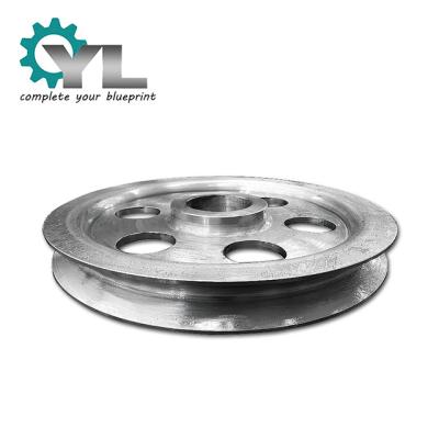 China Seaport Casting Part Lathe Crane Taper V Belt Spline Casting Pulley Steel for sale