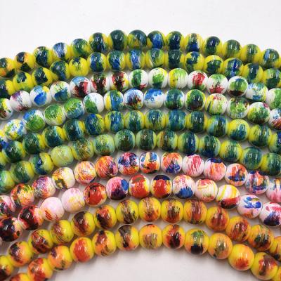 China Jewelry DIY Garment /Accessories/Decoration/Stock For Sale 8mm Colored Glass Picture Beads Wholesale Glass Loose Beads For Jewelry Qualities for sale