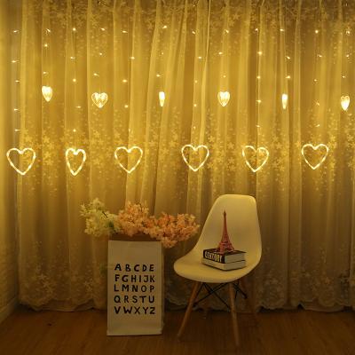 China Love heart curtain lights factory direct heart shape festival decoration LED curtains light for sale