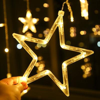 China Hesheng Christmas LED Home Decor Outdoor Decorative Star Garden Security Outdoor Decorative Star Wall String Light Fairy Curtain Lights Fairy Lights for sale