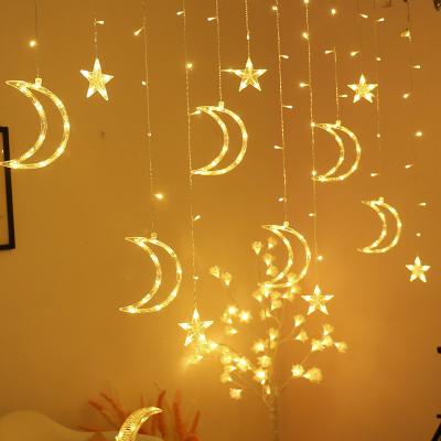 China LED Moon Star Curtain Lights Hesheng Security Christmas Tree Wedding Decoration Window Led Curtain Twinkle Moon Star Light For Party for sale