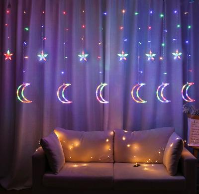 China LED Moon Star Curtain Lights Hesheng Twinkle Star Moon Curtain Lights LED Festival Decoration Lights for sale