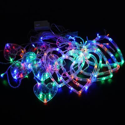 China Love Heart Curtain Lights Hesheng 110/220V Home Decoration Heart Love Sharp Type Holiday Valentine's Day LED Curtain for sale