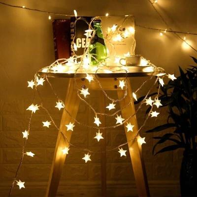 China Hesheng Outdoor Decorative Solar String Lights Waterproof Battery Operated Star Led Solar Led String Lights Fairy Christmas Christmas Lights for sale