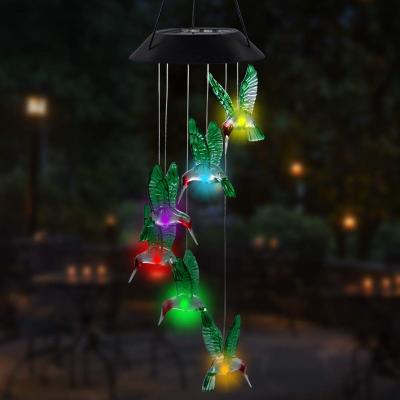 China Sun Gift Hummingbird Wind Solar Bell Lamp Outdoor Hesheng String Lights String Chandelier Solar Gardening for Mother Garden Decoration for sale