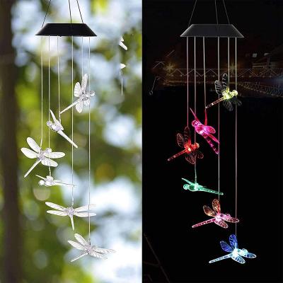 China Solar String Lights Outdoor Patio Waterproof Solar Powered Dragonfly Wind Rings String Light for sale