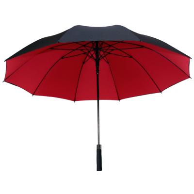 China Good Quality Black Color Golf Umbrella Logo Printed Windproof Straight Sun Golf Umbrella High Quality Automatic Open UV50+ Protection With Logo for sale