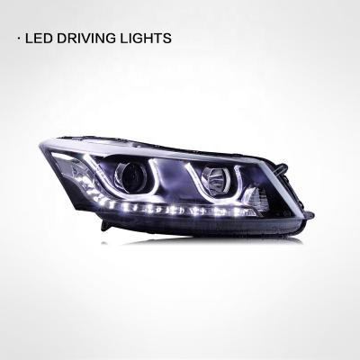 China Suitable for Honda Accord 8th Generation Headlight Assembly Modified Lens Xenon LED Lamp Bifocal Daytime Running Light Angel Eye For Accord Headlight for sale