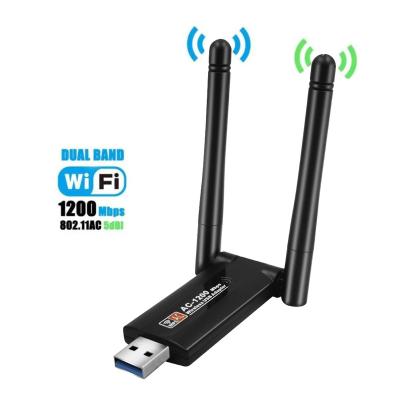 China Dual band usb wifi adapter 24g 5g 1200mbps ac usb dongle desktop 1200M usb wireless adapter dual band wifi adapter for pc for sale