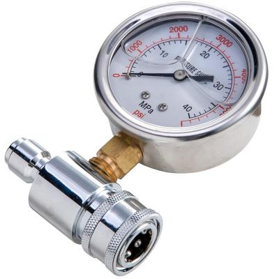 China Wear 6000 PSI High Pressure Washer Gauge 3/8 Inch Quick Connect Pressure Gauge For Power Washer for sale