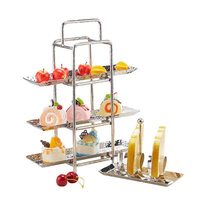 China Sustainable Banquet Catering Supplies Buffet Snacks Cake Stainless Steel Decoration Display Rack for sale