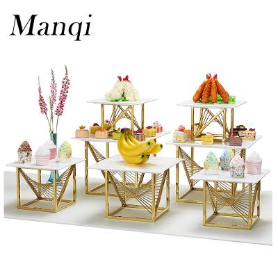 China Hotel buffet food equipment stand gold stainless steel dessert display stand buffet rack custom made display dessert for sale