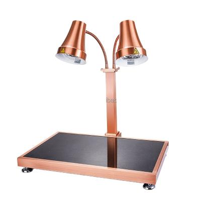 China Luxury Rose Gold Double Bulbs Shake Heat Food Warmer Table Lamp For Restaurant for sale