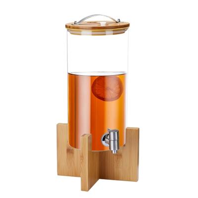 China High Borosilicate Commercial Bamboo Beverage Dispenser Eco - Friendly Glass Frozen Beverage Dispenser for sale