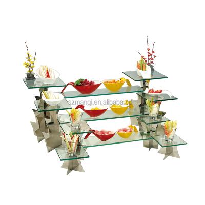 China Modern Simplicity Modular Multilayer Dessert Cake Stand with Detachable Glass for Hotel Restaurant Wedding Banquet for sale