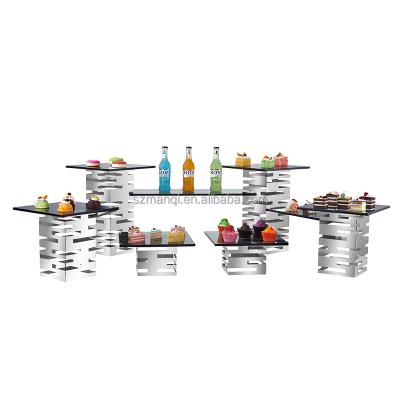 China European Fruit Dish Display Rack Buffet Cake Dessert Europen Style Stainless Steel For Hotel Catering for sale