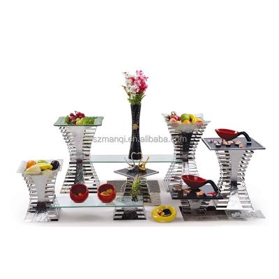 China Dessert Display/Food Display/Cakes Stands Banquet Restaurant Cake Decorating Stainless Steel Modular Display Rack With Glass Rack for sale