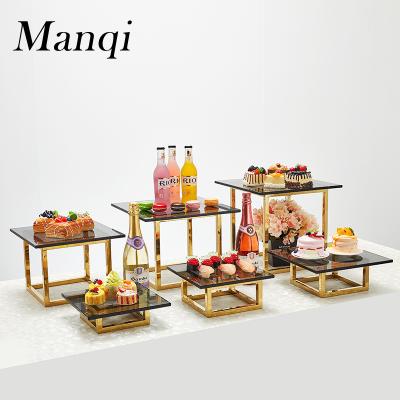 China Dessert Display/Food Display/Cakes Stands Gold Stainless Steel Buffet Decoration Dessert Buffet Risers Cupcake Fruit Display Racks for sale