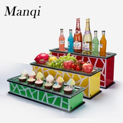 China Luminous+Built in Rechargeable Battery LED Light Luminous Built in Rechargeable Battery Acrylic Buffet Riser Party Food Cupcake Dessert Display Stand for sale