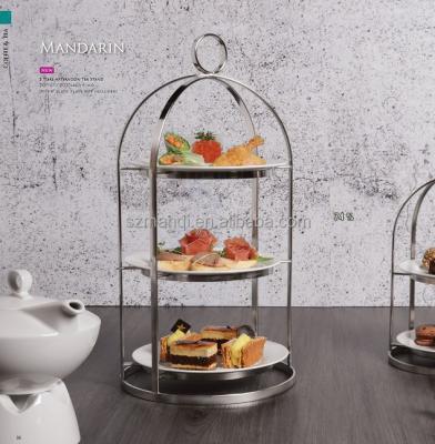 China Modern Luxury Professional Catering Equipment 3 Tier Hanging Decorative Birdcage Buffet Paper Cupcake Holder For Banquet Layer Catering Rack for sale