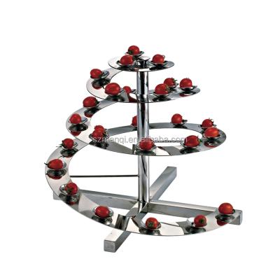 China Modern luxury stainless steel buffet riser cake tree as decoration display rack for hotel restaurant for sale