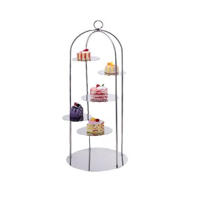 China Luxury Royal and Deluxe Cake Stand Birdcage Decorations Table Stainless Steel Dessert Display Stand for sale