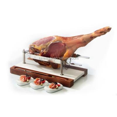 China Show Cut Natural Wooden Ham Stand Beef Stand Spanish Chop BBQ Ham Stand Spain Italian Beef Ham Holder Sapele for sale