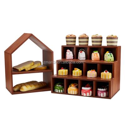 China Hotel wedding cake stand florist bread display stand wooden dessert banquet cupcake stand for sale