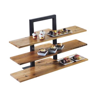 China Eco-friendly hotel and restaurant dessert table decorations wooden food and s/s cake display stand for sale